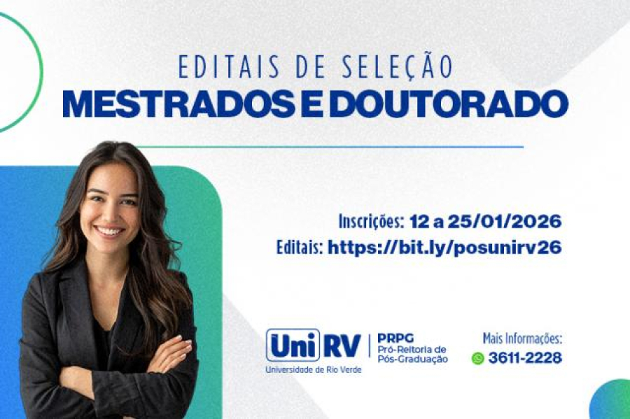 UniRV abre inscrições para os Mestrados e Doutorado