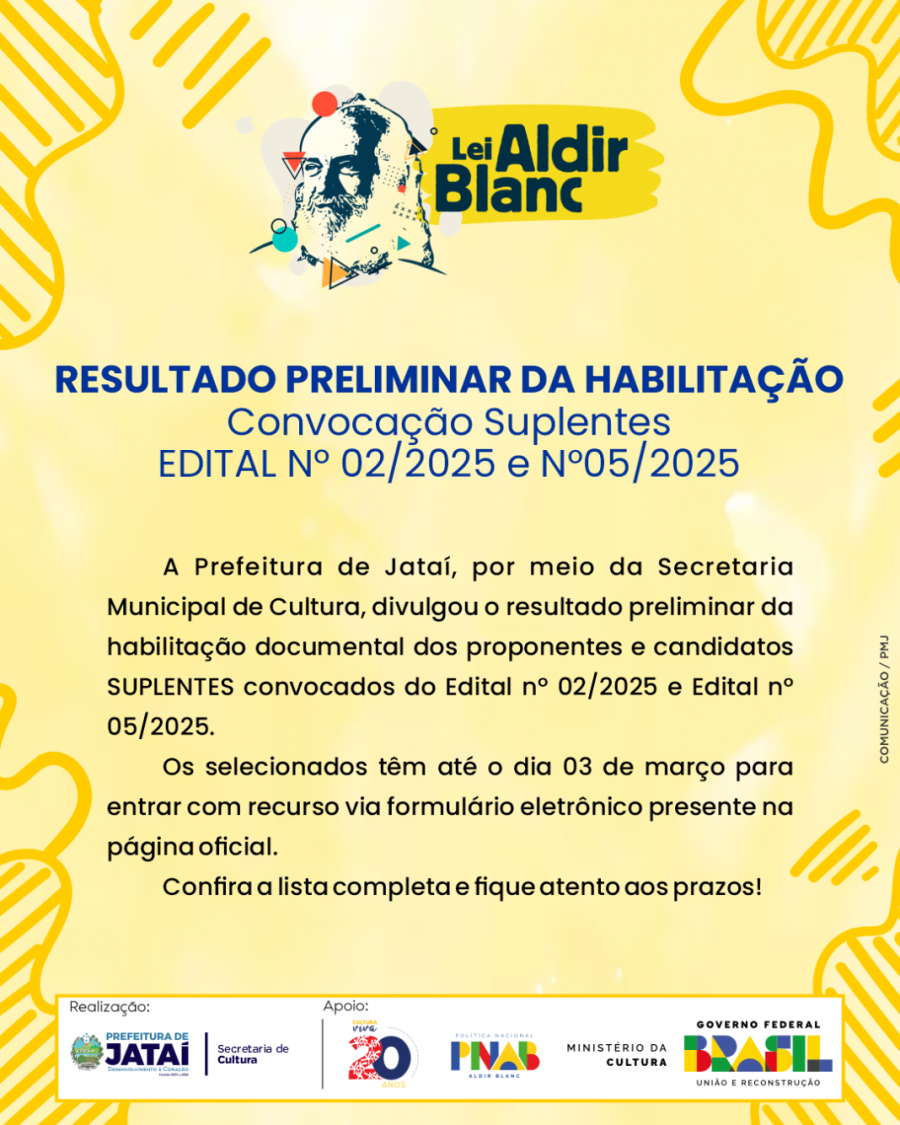 Lei Aldir Blanc: Resultado Preliminar da Habilitação é Divulgado em Jataí