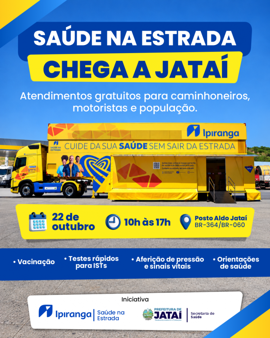 Saúde na Estrada oferece atendimentos gratuitos em Jataí no dia 22 de outubro