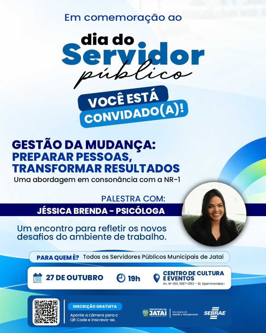 Em comemoração ao Dia do Servidor Público, Prefeitura de Jataí promove palestra sobre gestão da mudança